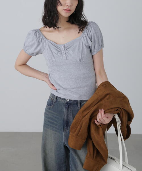 FREE'S MART(フリーズマート)の「◆オフショルギャザーカットソー(Tシャツ/カットソー・レディース・ホワイト/ブラック/グレー・FREE)」の16枚目の写真