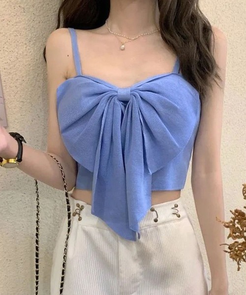 SPIGA（スピーガ）の「ﾘﾎﾞﾝｷｬﾐﾄｯﾌﾟｽ（キャミソール・レディース・ピンク/ブルー/ブラック/ホワイト・FREE）」の10枚目の写真