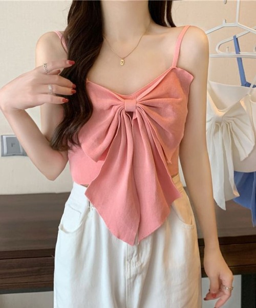 SPIGA（スピーガ）の「ﾘﾎﾞﾝｷｬﾐﾄｯﾌﾟｽ（キャミソール・レディース・ピンク/ブルー/ブラック/ホワイト・FREE）」の12枚目の写真