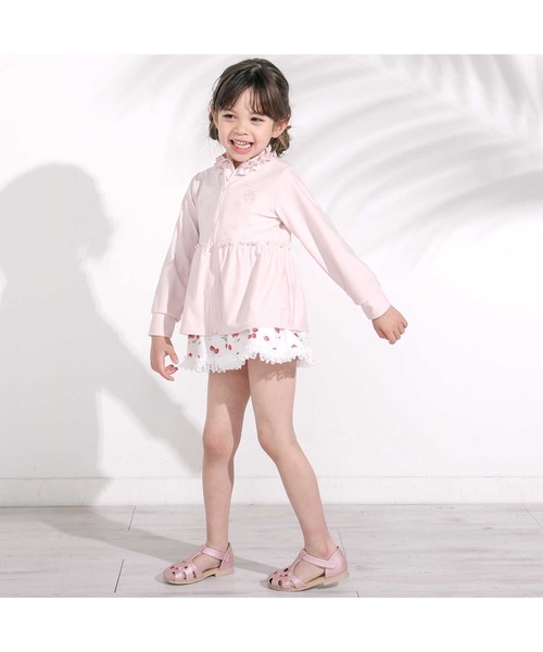 SLAP SLIP（スラップスリップ）の「フルジップフリル襟ラッシュガード(90~130cm)（ラッシュガード・キッズ・ホワイト/ピンク・90cm/100cm/110cm/120cm/130cm）」の4枚目の写真