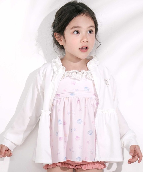 SLAP SLIP（スラップスリップ）の「フルジップフリル襟ラッシュガード(90~130cm)（ラッシュガード・キッズ・ホワイト/ピンク・90cm/100cm/110cm/120cm/130cm）」の19枚目の写真