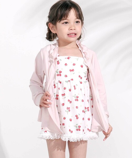 SLAP SLIP（スラップスリップ）の「フルジップフリル襟ラッシュガード(90~130cm)（ラッシュガード・キッズ・ホワイト/ピンク・90cm/100cm/110cm/120cm/130cm）」の20枚目の写真