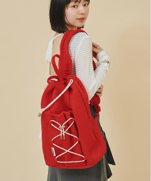 CONTROL FREAK / CTFK（コントロールフリーク）の「CONTROL FREAK / CTFK（コントロールフリーク）メッシュレースアップワンショルダーバッグ（バックパック/リュック・レディース・ブラック/ブルー/ホワイト/レッド/グリーン/ピンク・FREE）」の6枚目の写真