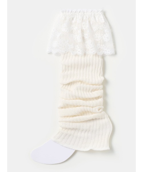 tutuanna（チュチュアンナ）の「綿混下向きレース付きレッグウォーマー50cm（レッグウォーマー・レディース・オフホワイト/ブラック・フリー）」の5枚目の写真