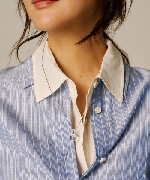 ROPE'(ロペ)の「【洗える】コットンシアークロップドシャツブラウス(シャツ/ブラウス・レディース・ホワイト/ブラック/ブルー系その他4・38/36)」の16枚目の写真