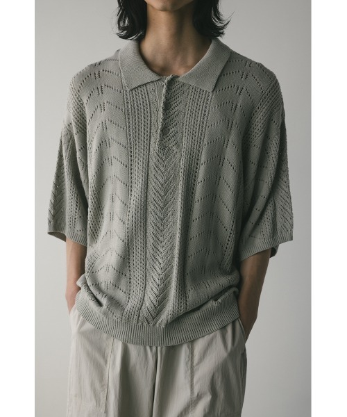STYLEMIXER（スタイルミキサー）の「クロシェニットポロ（ニット/セーター・メンズ・ライトグレー/ブラック/ブラウン・MEDIUM/LARGE）」の22枚目の写真