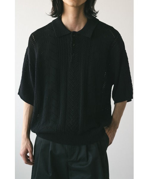 STYLEMIXER（スタイルミキサー）の「クロシェニットポロ（ニット/セーター・メンズ・ライトグレー/ブラック/ブラウン・MEDIUM/LARGE）」の9枚目の写真