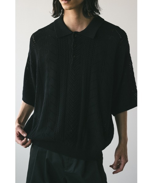 STYLEMIXER（スタイルミキサー）の「クロシェニットポロ（ニット/セーター・メンズ・ライトグレー/ブラック/ブラウン・MEDIUM/LARGE）」の10枚目の写真