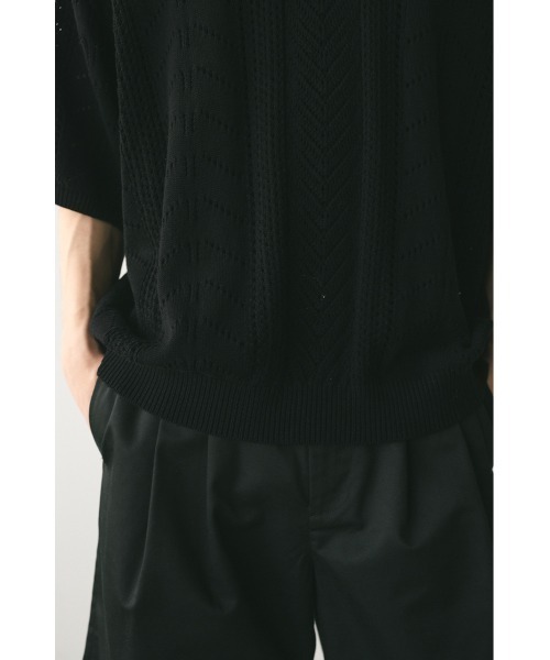 STYLEMIXER（スタイルミキサー）の「クロシェニットポロ（ニット/セーター・メンズ・ライトグレー/ブラック/ブラウン・MEDIUM/LARGE）」の13枚目の写真