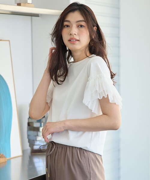 ANY(エニィ)の「ソロナチュールスリーブプルオーバー(Tシャツ/カットソー・レディース・ブラック系/ホワイト系・F)」の4枚目の写真