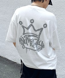 ボックスシルエット グランジ風 レトロモチーフ バックプリント 半袖Tシャツ メンズ レディース