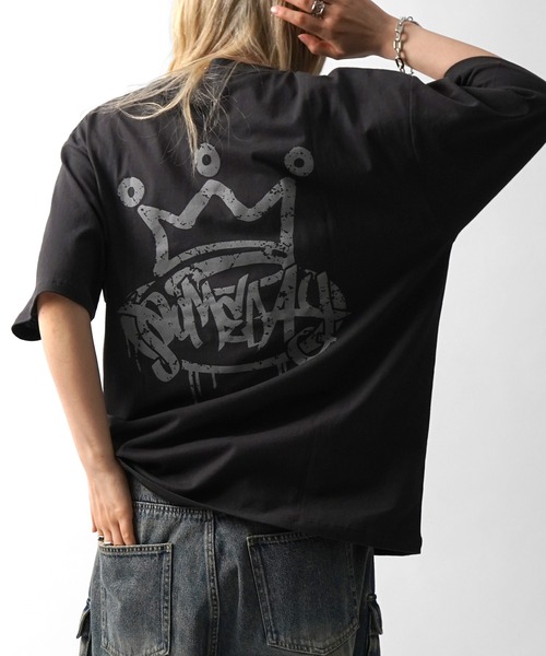 ILL'S（イルズ）の「ボックスシルエット グランジ風 レトロモチーフ バックプリント 半袖Tシャツ メンズ レディース（Tシャツ/カットソー・メンズ・チャコール/ブラック系その他/ホワイト系その他/ブラック/ホワイト/グレー系・L/M）」の18枚目の写真