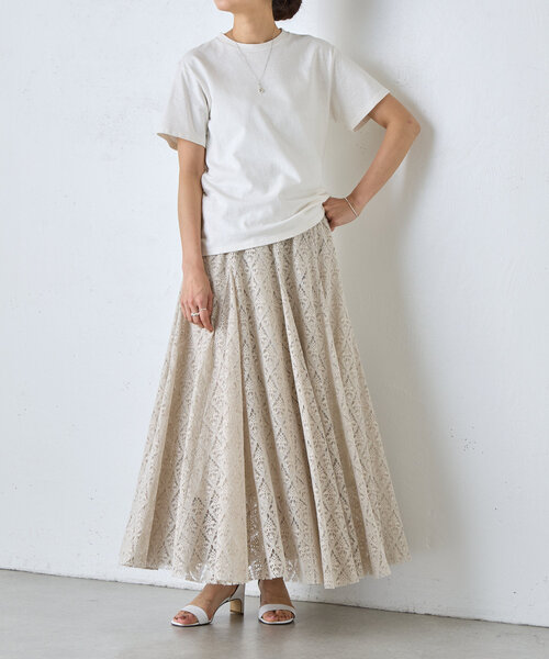 ビアズリー　 BEARDSLEY コットンレーススカート BEARDSLEY ビアズリー ロングスカート コットンレース 深