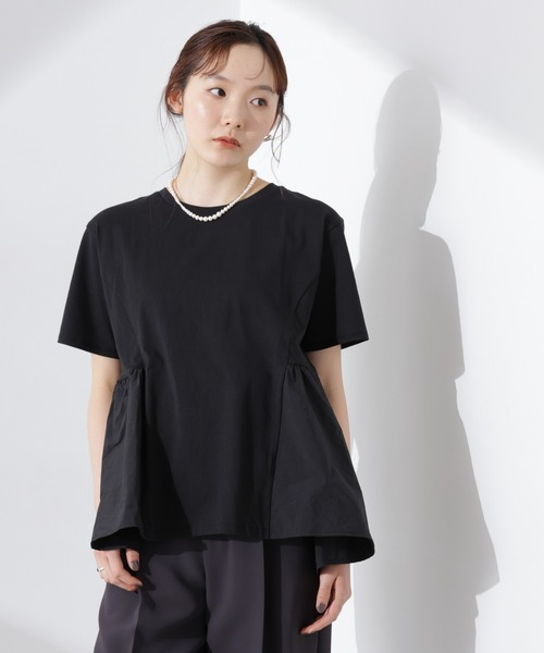 tシャツ M1924 布帛コンビギャザースリーブプルオーバー レディース BEAMS HEART（ビームス ハート）ギャザースリーブ プルオーバー
