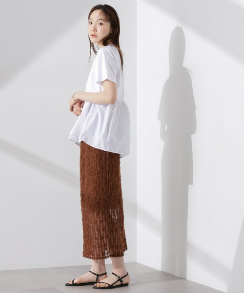 NANO universe(ナノユニバース)の「布帛コンビギャザー切替カットトップス(Tシャツ/カットソー・レディース・ブルー/ブラック/ホワイト・FREE)」の19枚目の写真