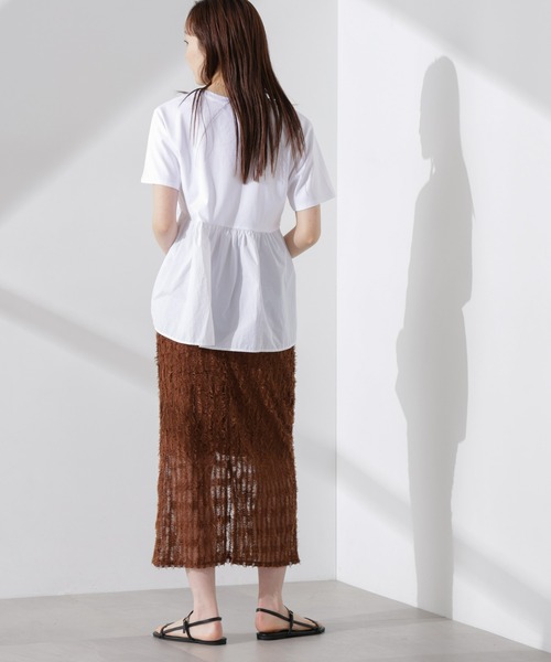 NANO universe(ナノユニバース)の「布帛コンビギャザー切替カットトップス(Tシャツ/カットソー・レディース・ブルー/ブラック/ホワイト・FREE)」の20枚目の写真