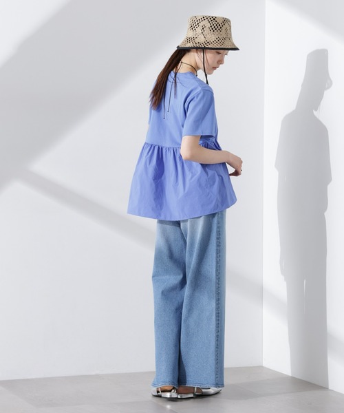 NANO universe(ナノユニバース)の「布帛コンビギャザー切替カットトップス(Tシャツ/カットソー・レディース・ブルー/ブラック/ホワイト・FREE)」の14枚目の写真