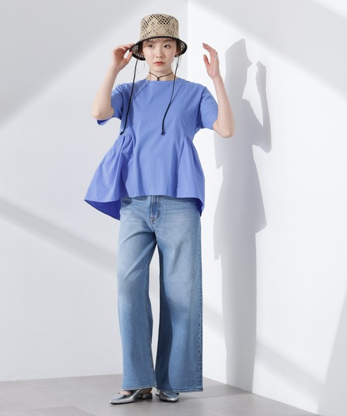 NANO universe(ナノユニバース)の「布帛コンビギャザー切替カットトップス(Tシャツ/カットソー・レディース・ブルー/ブラック/ホワイト・FREE)」の15枚目の写真