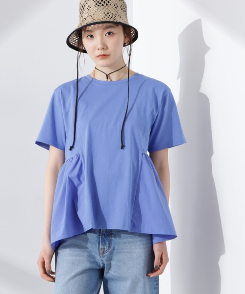 NANO universe(ナノユニバース)の「布帛コンビギャザー切替カットトップス(Tシャツ/カットソー・レディース・ブルー/ブラック/ホワイト・FREE)」の22枚目の写真