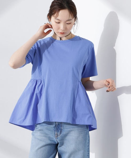 31647ナノユニバースレディース半袖カットソー紺色F