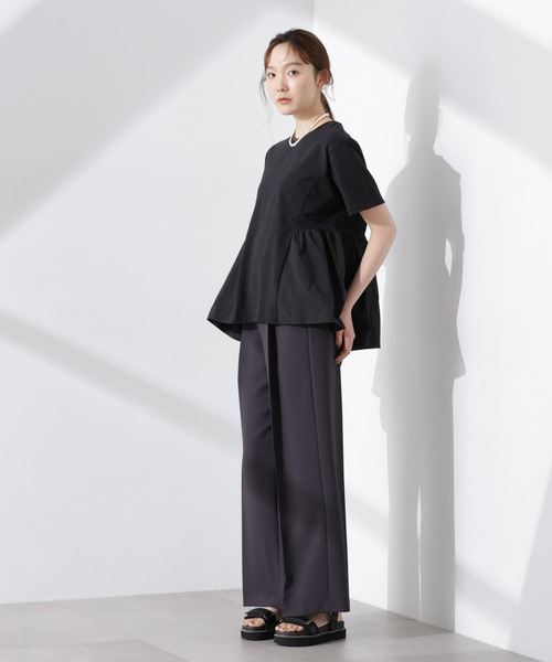 NANO universe(ナノユニバース)の「布帛コンビギャザー切替カットトップス(Tシャツ/カットソー・レディース・ブルー/ブラック/ホワイト・FREE)」の11枚目の写真