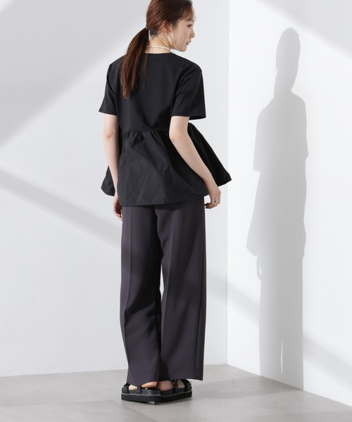 tシャツ M1924 布帛コンビギャザースリーブプルオーバー レディース BEAMS HEART（ビームス ハート）ギャザースリーブ プルオーバー