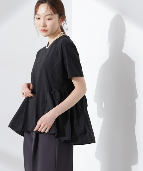 NANO universe(ナノユニバース)の「布帛コンビギャザー切替カットトップス(Tシャツ/カットソー・レディース・ブルー/ブラック/ホワイト・FREE)」の16枚目の写真