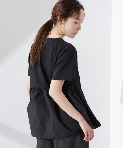 NANO universe(ナノユニバース)の「布帛コンビギャザー切替カットトップス(Tシャツ/カットソー・レディース・ブルー/ブラック/ホワイト・FREE)」の17枚目の写真