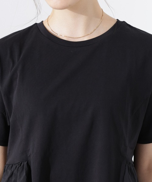 NANO universe(ナノユニバース)の「布帛コンビギャザー切替カットトップス(Tシャツ/カットソー・レディース・ブルー/ブラック/ホワイト・FREE)」の4枚目の写真