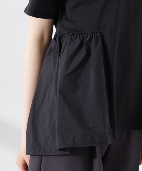 NANO universe(ナノユニバース)の「布帛コンビギャザー切替カットトップス(Tシャツ/カットソー・レディース・ブルー/ブラック/ホワイト・FREE)」の6枚目の写真