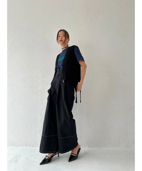 TRUNC(トランクエイティーエイト)の「Twill Stitch Wide Pants(その他パンツ・レディース・アイボリー/ブラック・FREE)」の12枚目の写真