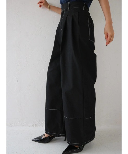 TRUNC(トランクエイティーエイト)の「Twill Stitch Wide Pants(その他パンツ・レディース・アイボリー/ブラック・FREE)」の9枚目の写真