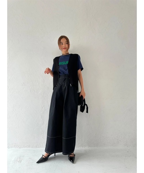 TRUNC(トランクエイティーエイト)の「Twill Stitch Wide Pants(その他パンツ・レディース・アイボリー/ブラック・FREE)」の10枚目の写真