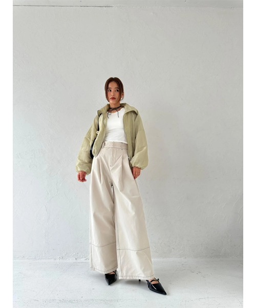 TRUNC(トランクエイティーエイト)の「Twill Stitch Wide Pants(その他パンツ・レディース・アイボリー/ブラック・FREE)」の6枚目の写真