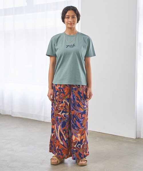 J.PRESS YORK STREET(ジェイプレスヨークストリート)の「【WOMEN】プリントリラックスワイドパンツ(その他パンツ・レディース・ネイビー系5/グリーン系5・F)」の3枚目の写真