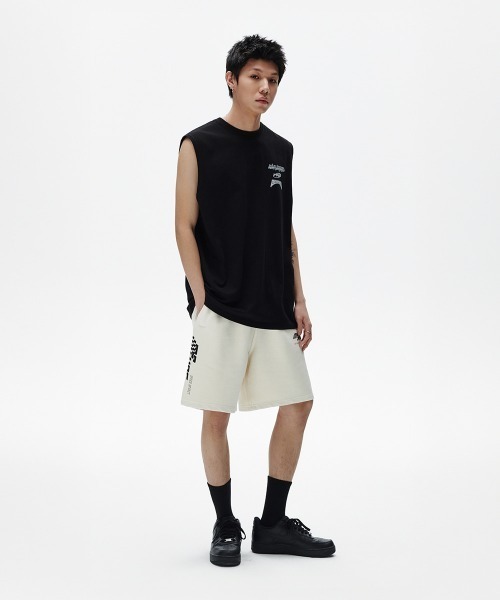 MAHAGRID(マハグリッド)の「『mahagrid/マハグリッド』MULTI LOGO SLEEVLESS /マルチロゴ ノースリーブシャツ(Tシャツ/カットソー・メンズ・ブラック/ホワイト/ライトブルー・S/L/M)」の9枚目の写真