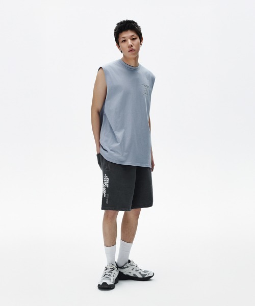 MAHAGRID(マハグリッド)の「『mahagrid/マハグリッド』MULTI LOGO SLEEVLESS /マルチロゴ ノースリーブシャツ(Tシャツ/カットソー・メンズ・ブラック/ホワイト/ライトブルー・S/L/M)」の12枚目の写真