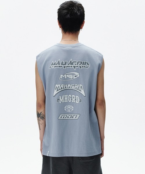 MAHAGRID(マハグリッド)の「『mahagrid/マハグリッド』MULTI LOGO SLEEVLESS /マルチロゴ ノースリーブシャツ(Tシャツ/カットソー・メンズ・ブラック/ホワイト/ライトブルー・S/L/M)」の22枚目の写真