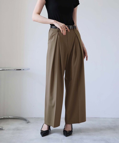 Doula Doula（ドゥーラドゥーラ）の「センタータックワイドスラックスパンツ（その他パンツ・レディース・ブラック/ブラウン/チャコールグレー・マルチサイズ）」の7枚目の写真