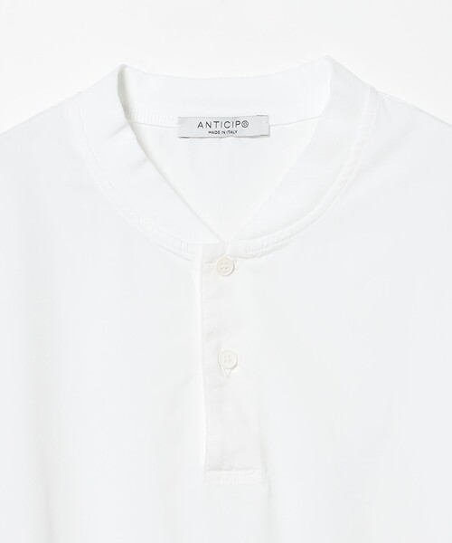 BRILLA per il gusto(ブリッラペルイルグースト)の「【販売店舗限定】ANTICIPO / コットンポプリン ヘンリーネック Tシャツ(Tシャツ/カットソー・メンズ・ホワイト/ブラック・42/44/46/48)」の4枚目の写真
