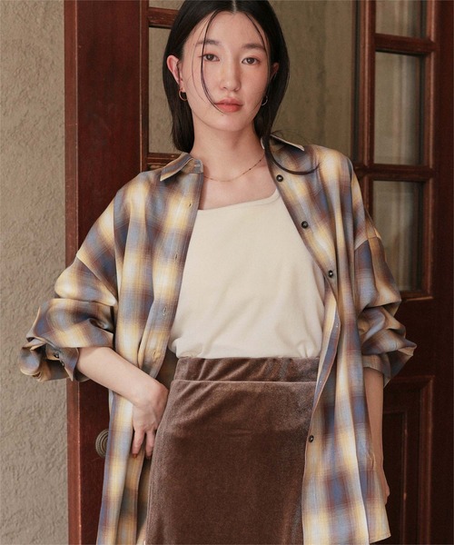 titivate（ティティベイト）の「前後2wayシアーベロアタンクトップ（タンクトップ・レディース・ブラック/アイボリー/グレイッシュベージュ/ブラウン/グリーン/ピンク・L/M/S）」の18枚目の写真