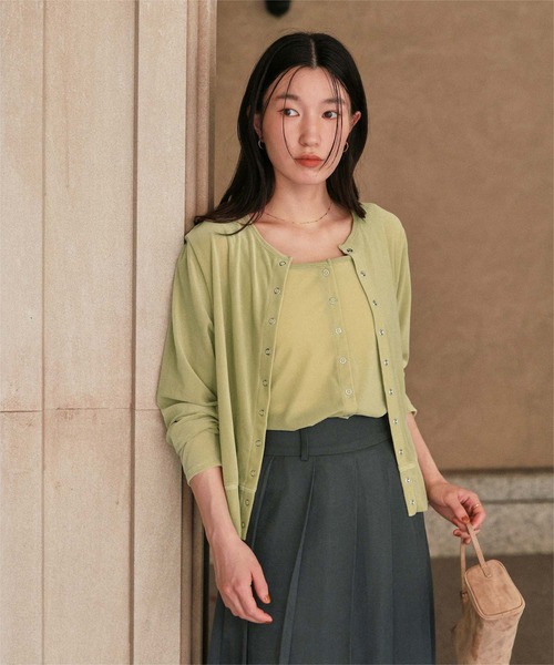 titivate（ティティベイト）の「前後2wayシアーベロアタンクトップ（タンクトップ・レディース・ブラック/アイボリー/グレイッシュベージュ/ブラウン/グリーン/ピンク・L/M/S）」の8枚目の写真