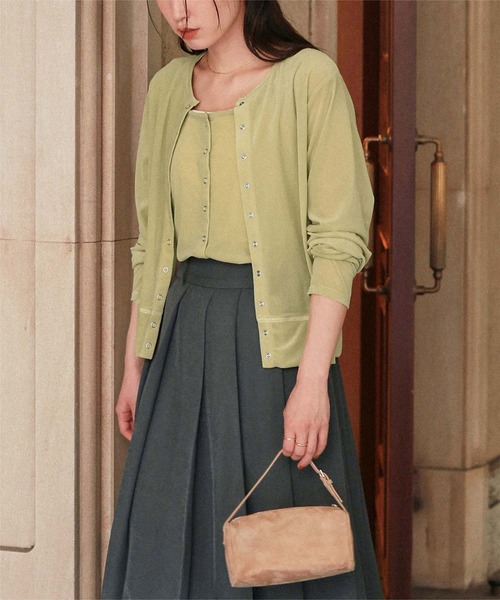 titivate（ティティベイト）の「前後2wayシアーベロアタンクトップ（タンクトップ・レディース・ブラック/アイボリー/グレイッシュベージュ/ブラウン/グリーン/ピンク・L/M/S）」の10枚目の写真