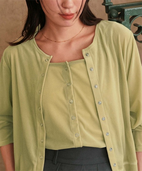 titivate（ティティベイト）の「前後2wayシアーベロアタンクトップ（タンクトップ・レディース・ブラック/アイボリー/グレイッシュベージュ/ブラウン/グリーン/ピンク・L/M/S）」の11枚目の写真