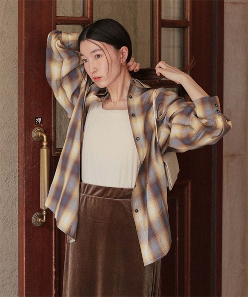 titivate（ティティベイト）の「前後2wayシアーベロアタンクトップ（タンクトップ・レディース・ブラック/アイボリー/グレイッシュベージュ/ブラウン/グリーン/ピンク・L/M/S）」の20枚目の写真