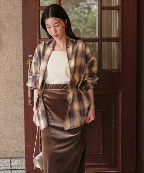 titivate（ティティベイト）の「前後2wayシアーベロアタンクトップ（タンクトップ・レディース・ブラック/アイボリー/グレイッシュベージュ/ブラウン/グリーン/ピンク・L/M/S）」の21枚目の写真