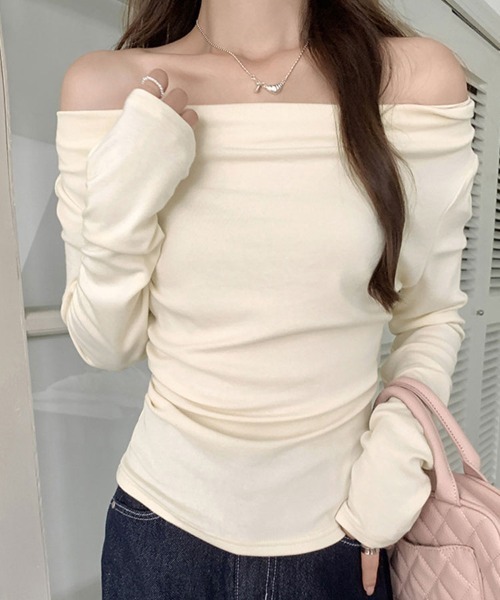 SallyLunn(サリーラン)の「オフショルダーカットソー(Tシャツ/カットソー・レディース・ブラック/アイボリー・LARGE/MEDIUM)」の7枚目の写真