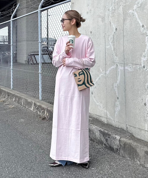 CIAOPANIC TYPY（チャオパニックティピー）の「【PON企画】クルーネックロングカットワンピース（ワンピース・レディース・ライトグレー/ピンク/チャコールグレー・SMALL/MEDIUM/LARGE）」の12枚目の写真