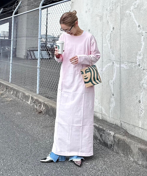 CIAOPANIC TYPY（チャオパニックティピー）の「【PON企画】クルーネックロングカットワンピース（ワンピース・レディース・ライトグレー/ピンク/チャコールグレー・SMALL/MEDIUM/LARGE）」の13枚目の写真