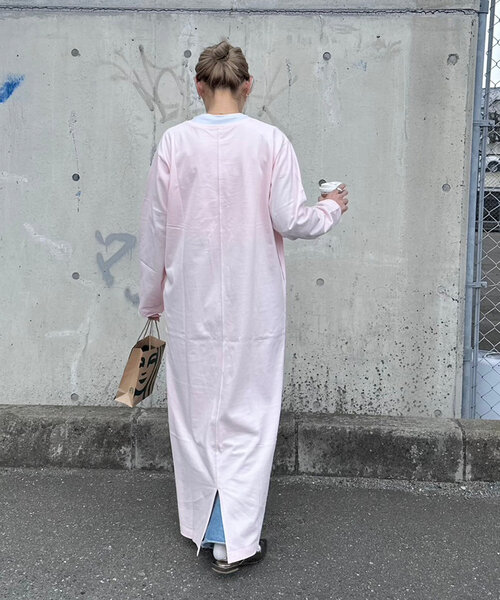 CIAOPANIC TYPY（チャオパニックティピー）の「【PON企画】クルーネックロングカットワンピース（ワンピース・レディース・ライトグレー/ピンク/チャコールグレー・SMALL/MEDIUM/LARGE）」の15枚目の写真